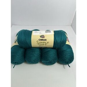 Lot of 5 Caron Simply Soft Pagoda 0014 Yarn Teal 6oz Skeins 4 Matching Dates